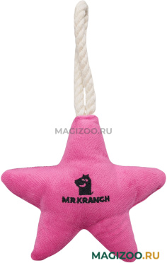 Игрушка для собак Mr.Kranch Звездочка с канатом и пищалкой нежно-розовая 26 х 16 х 5 см (1 шт)