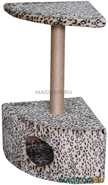 Домик Угловой Пушок мех серый леопард (1 шт)