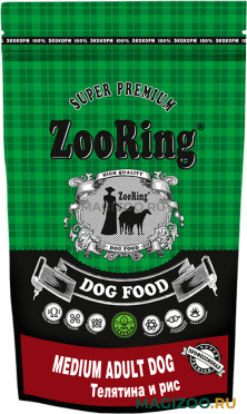 Сухой корм ZOORING MEDIUM ADULT DOG для взрослых собак средних пород с телятиной и рисом (2 кг)