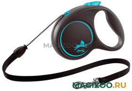 FLEXI BLACK DESIGN CORD тросовый поводок рулетка для животных 5 м размер M голубой (1 шт)
