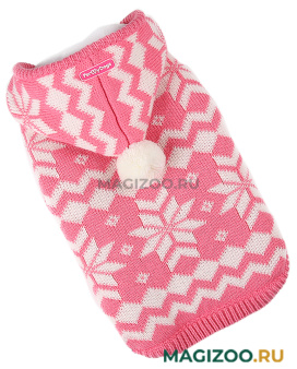 FOR MY DOGS куртка для собак вязаная Снежинка розовая FW655-2018 (8-10)