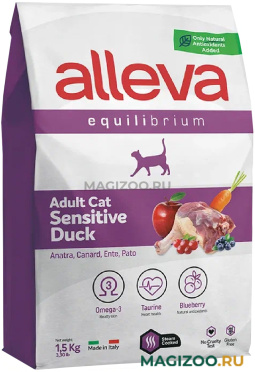 Сухой корм ALLEVA EQUILIBRIUM ADULT CAT SENSITIVE DUCK для взрослых кошек с чувствительным пищеварением с уткой  (1,5 кг)