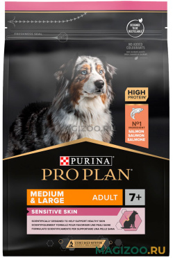 Сухой корм PRO PLAN ADULT 7+ OPTIDERMA MEDIUM & LARGE SENSITIVE SKIN для пожилых собак средних и крупных пород с чувствительной кожей с лососем и рисом (3 кг)