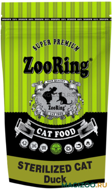 Сухой корм ZOORING STERILIZED CAT DUCK для взрослых кастрированных котов и стерилизованных кошек с уткой (1,5 кг)