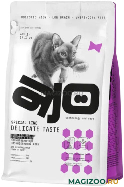 Сухой корм AJO CAT SPECIAL LINE DELICATE TASTE низкозерновой для привередливых кошек и котят с индейкой (0,4 кг)