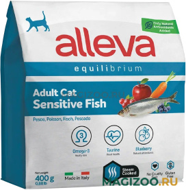 Сухой корм ALLEVA EQUILIBRIUM ADULT CAT SENSITIVE FISH для взрослых кошек с чувствительным пищеварением с рыбой  (0,4 кг)