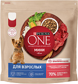 PURINA ONE ADULT для взрослых собак мелких и карликовых пород с говядиной и рисом (1,5 кг)