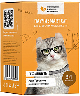 SMART CAT набор паучей для кошек и котят с кусочками курицы и шпинатом в соусе пауч (85 гр (5 + 1 шт))