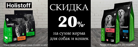 Сухие корма HOLISTOFF со скидкой 20%!
