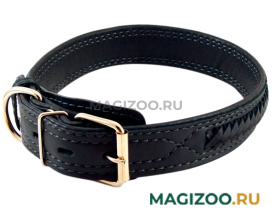 Ошейник для собак кожаный плетеный черный шир. 35 мм ZooMaster (65 см)