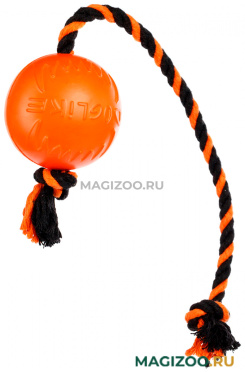 Мяч с канатом для собак средний DOGLIKE оранжевый/черный (1 шт)