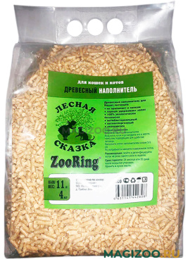 ZOORING ЛЕСНАЯ СКАЗКА наполнитель древесный для туалета кошек (4 кг)