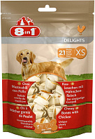Лакомство 8 IN 1 DELIGHTS XS для собак маленьких пород косточки с куриным мясом 7,5 см 21 шт (1 уп)