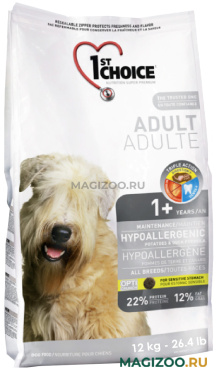 Сухой корм 1ST CHOICE DOG ADULT ALL BREEDS HYPOALLERGENIC беззерновой для взрослых собак всех пород при аллергии с уткой и картофелем (12 кг)