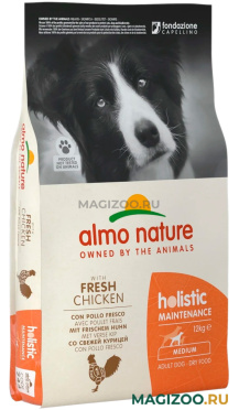 Сухой корм ALMO NATURE ADULT DOG MEDIUM & CHICKEN для взрослых собак средних пород с курицей (12 кг)