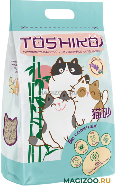 TOSHIKO наполнитель древесный комкующийся для туалета кошек с ароматом лаванды (20 л)