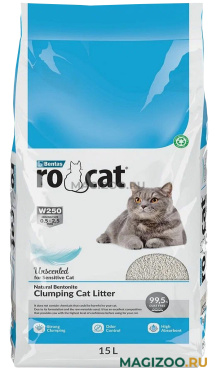 RO CAT NATURAL UNSENTED наполнитель комкующийся для туалета кошек без запаха (15 л)