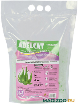 ADEL CAT наполнитель силикагелевый для туалета кошек с зелеными гранулами и ароматом алоэ (3,2 л)