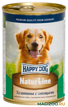 Влажный корм (консервы) HAPPY DOG NATUR LINE для взрослых собак с телятиной и овощами (410 гр)