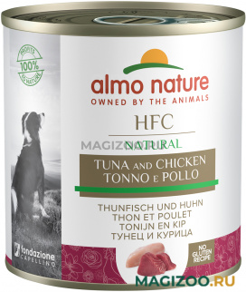 Влажный корм (консервы) ALMO NATURE DOG CLASSIC HFC для взрослых собак с тунцом и курицей (290 гр)