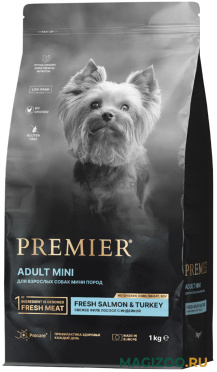 Сухой корм PREMIER LOW GRAIN DOG ADULT MINI SALMON & TURKEY низкозерновой для взрослых собак маленьких пород с лососем и индейкой (1 кг)