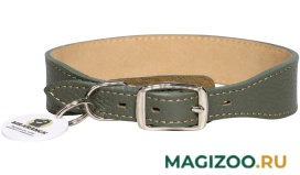 Ошейник кожаный для собак Mr.Kranch с QR-адресником оливковый 22 – 26 см (1 шт)