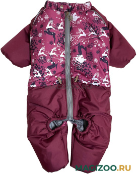 OSSO FASHION комбинезон для собак маленьких пород Снежинка на синтепоне олени/принт для девочек (37)