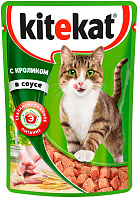 KITEKAT для взрослых кошек с нежным кроликом в соусе пауч (85 гр)