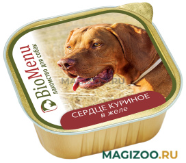 Влажный корм (консервы) BIOMENU для взрослых собак с сердцем куриным в желе (300 гр)