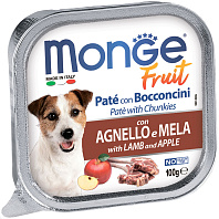 MONGE FRUIT DOG для взрослых собак паштет с ягненком и яблоком  (100 гр)
