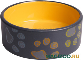 Миска керамическая Mr.Kranch для собак черная с желтым 420 мл (1 шт)