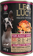 LEO&LUCY HOLISTIC для взрослых собак всех пород паштет с индейкой, ягодами и биодобавками (400 гр)