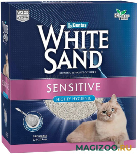 WHITE SAND SENSITIVE наполнитель комкующийся для туалета кошек гипоаллергенный без запаха (6 л)