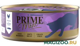 Влажный корм (консервы) PRIME MEAT CAT GRAIN FREE беззерновые для взрослых кошек с курицей и скумбрией в желе (100 гр)