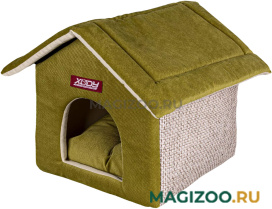 Домик для собак и кошек Xody Будка Olive № 1 флок 30 х 30 х 32 см   (1 шт)