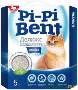 PI-PI BENT ДЕЛЮКС КЛАССИК наполнитель комкующийся для туалета кошек ДеЛюкс Классик (5 кг)