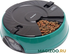 Автоматическая кормушка для кошек и собак на 6 кормлений с ЖК-дисплеем Feed-Ex, зеленая (1 шт)
