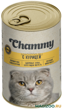 Влажный корм (консервы) CHAMMY для взрослых кошек с курицей в соусе 47181010 (415 гр)