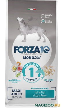 Сухой корм FORZA10 DOG MAXI MONODIET LOW GRAIN монобелковый для взрослых собак крупных пород при аллергии с рыбой (12 кг) 
