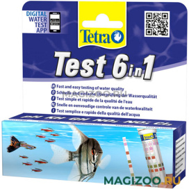 Tetra Test 6 in 1 набор полосок-тестов для пресной воды GH/kH/NO2/NO3/pH/CL2  уп. 25 шт (1 уп)