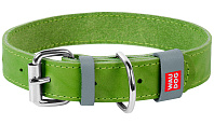 Ошейник кожаный для собак одинарный салатовый 15 мм 27 – 36 см Collar Waudog Classic (1 шт)