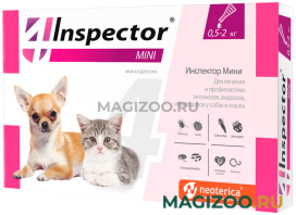 INSPECTOR MINI Инспектор Мини капли для собак весом от 0,5 до 2 кг и кошек против внутренних и внешних паразитов (1 пипетка)
