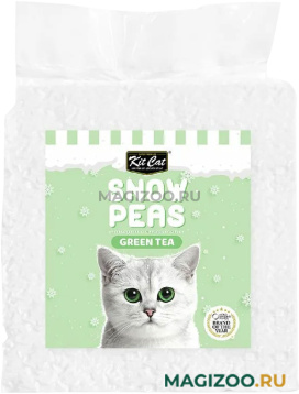 KIT CAT SNOW PEAS GREEN TEA наполнитель комкующийся биоразлагаемый на основе горохового шрота для туалета кошек с ароматом зеленого чая (12 л)