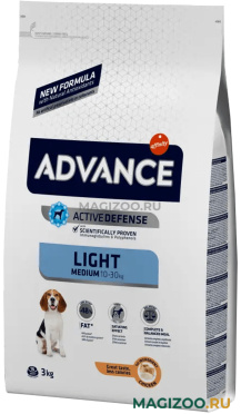 Сухой корм ADVANCE ADULT MEDIUM LIGHT CHICKEN & RICE Контроль веса диетический для взрослых собак средних пород с курицей и рисом (3 кг)
