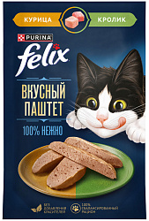 FELIX ВКУСНЫЙ ПАШТЕТ для взрослых кошек с курицей и кроликом пауч (75 гр)