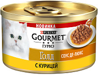 GOURMET GOLD СОУС ДЕ-ЛЮКС для взрослых кошек с курицей в соусе  (85 гр)