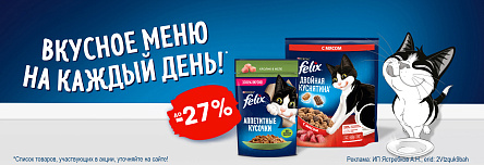 Рационы FELIX со скидкой до 27%!