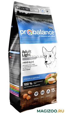 Сухой корм PROBALANCE DOG ADULT LIGHT диетический для взрослых собак всех пород с курицей (15 кг)