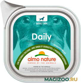 Влажный корм (консервы) ALMO NATURE DOG DAILY MENU для взрослых собак паштет с индейкой и цукини (300 гр)