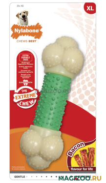 Игрушка для собак Nylabone Extreme Chew Double Action Chew косточка экстра-жесткая с ароматом бекона XL (1 шт)